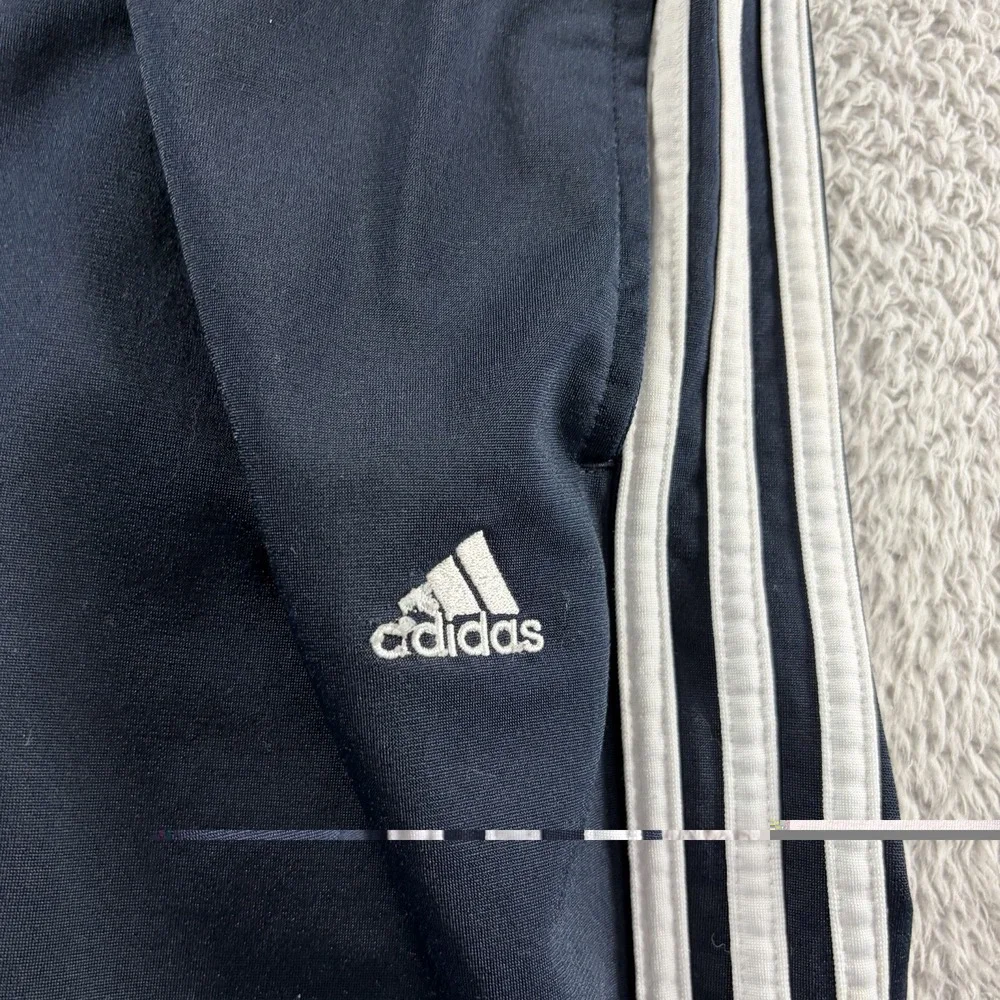 Vintage Adidas Track Pants Mens 2x XXL Navy Blue Stripe‎ Poly Dazzle